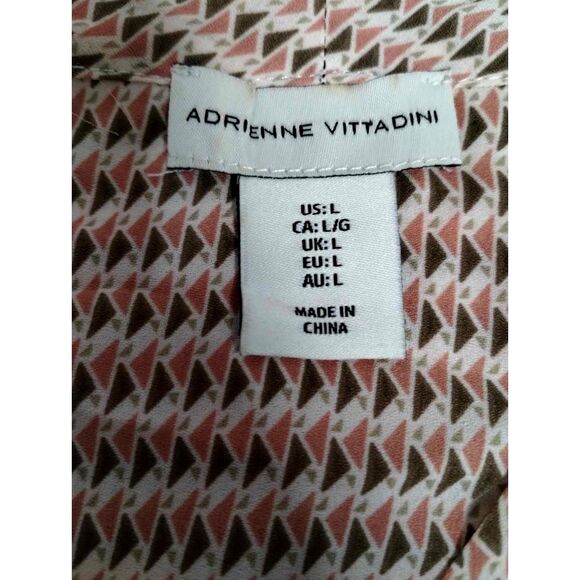 Adrienne Vittadini Peach and Brown Striped Blouse Scarf Tie Neck Size Large - Picture 6 of 7